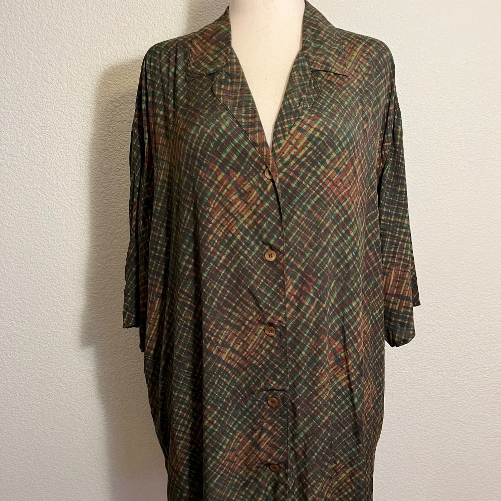 Marina Rinaldi Elegant Green Geometric Patterned Viscose Blouse Made in Italy